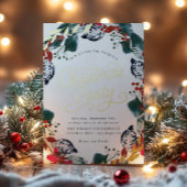 Lush Snow Christmas Wreath-script Folie Uitnodiging