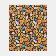 Lush Spring Bloemen en Vogels op donkere achtergro