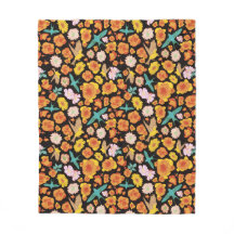 Lush Spring Bloemen en Vogels op donkere achtergro