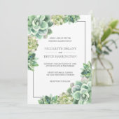 Lush Succulent Lijst Wedding Invitation Kaart (Staand voorkant)