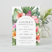 Lush Tropical Floral Couple's Shower en Luau Kaart (Staand voorkant)