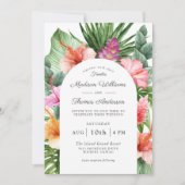 Lush Tropical Floral Waterverf Wedding Kaart (Voorkant)