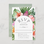 Lush Tropical Floral Wedding RSVP (Voorkant / Achterkant)