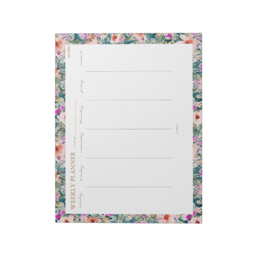  Lush Tropical Floral WEEKLY PLANNER Notitieblok (Linkerzijde)