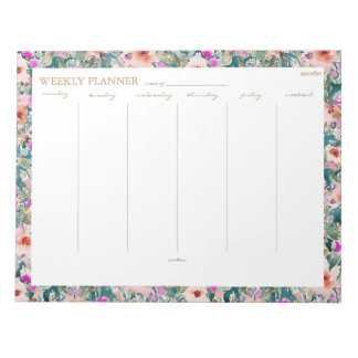  Lush Tropical Floral WEEKLY PLANNER Notitieblok