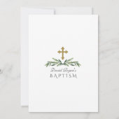 Lush Tropical Foliage Gold Cross Boy Baptisme Kaart (Achterkant)