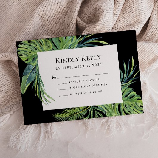 Lush Tropical Foliage Lijst Black Wedding RSVP