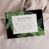 Lush Tropical Foliage Lijst Black Wedding RSVP Kaartje