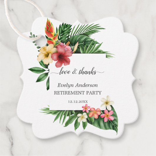 Lush Tropical Garden Floral Bloom Retirement Party Bedankjes Labels (Voorkant)