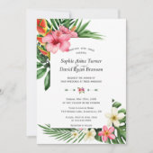 Lush Tropical Garden Flowers Bloom Wedding Kaart (Voorkant)