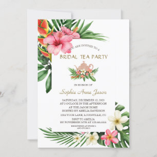 Lush Tropical Garden Flowers Bridal Tea Party Kaart