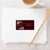 Lush Tropical Garden Flowers Deep Burgundy Wedding Etiket (Insitu)