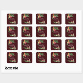 Lush Tropical Garden Flowers Deep Burgundy Wedding Vierkante Sticker (Vel)