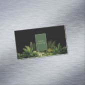 Lush Tropical Greenery Black Gold Frame Botanical Magnetisch Visitekaartje (Voorbeeld)