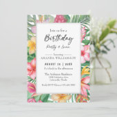 Lush Tropical Greenery Floral Birthday Party Luau Kaart (Staand voorkant)
