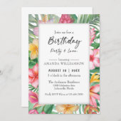 Lush Tropical Greenery Floral Birthday Party Luau Kaart (Voorkant / Achterkant)