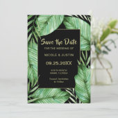 Lush Tropical Greenery Wedding Save the Date (Staand voorkant)