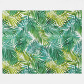 Lush Tropical Island Green Palm Leaf Watercolor  Fleece Deken (Voorkant (Horizontaal))