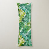 Lush Tropical Island Green Palm Leaf Watercolor  Lichaamskussen (Achterkant (Verticaal))