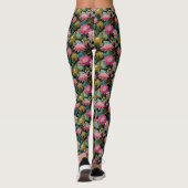 Lush Tropical Leaves Pink Exotic Flowers Botanical Leggings (Achterkant)