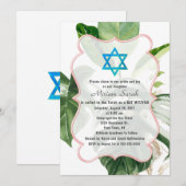 Lush Tropical Leaves Star van David Bat Mitzvah Kaart (Voorkant / Achterkant)
