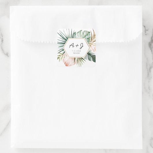 Lush Tropics Favor Square Sticker (Tas)