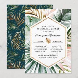 Lush Tropics Rehearsal Dinner Invitation Kaart