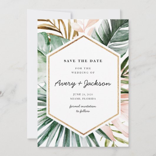 Lush Tropics Save the Date Kaart (Voorkant)