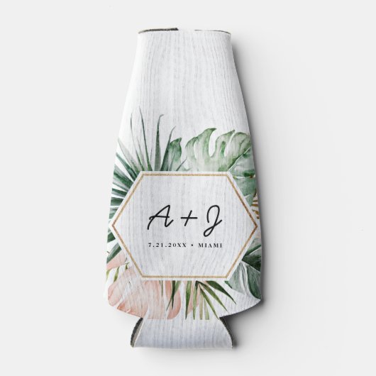 Lush Tropics Wedding Bottle Cooler Cozy (Voorkant)