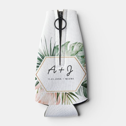 Lush Tropics Wedding Bottle Cooler Cozy (Achterkant)
