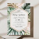 Lush Tropics Wedding Invitation Kaart<br><div class="desc">Het Collectie Lush Tropics, een prachtig en modern collectie met handbeschilderde tropische groen, inclusief waterverf monstera en palmbladeren. Het kleurenpalet is absoluut verbluffend, met zachte groenen, een delicate brij en elegant goud dat een perfecte tropische zomersnavel creëer. Elk element wordt delicaat geschilderd met waterverven, die een prachtig natuurlijk gevoel aan...</div>