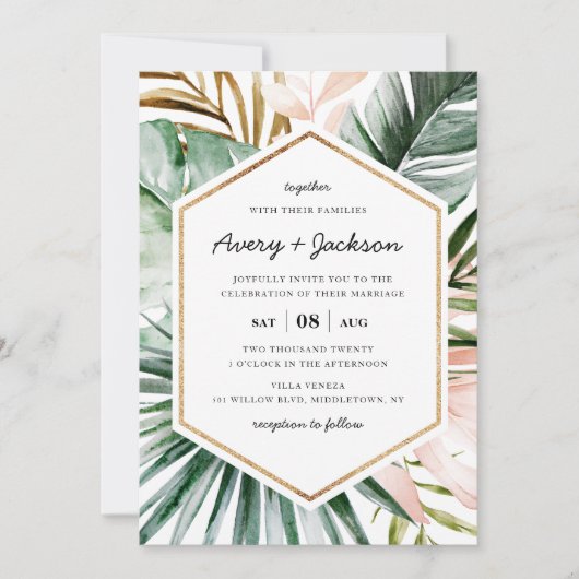 Lush Tropics Wedding Invitation Kaart (Voorkant)