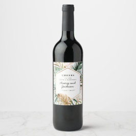 Lush Tropics Wedding Wine Label Wijn Etiket