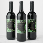 Lush Tropisch groen Bruiloft of Verloving Wijn Etiket (Flessen)