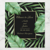 Lush Tropisch groen Bruiloft of Verloving Wijn Etiket (Enkel label)