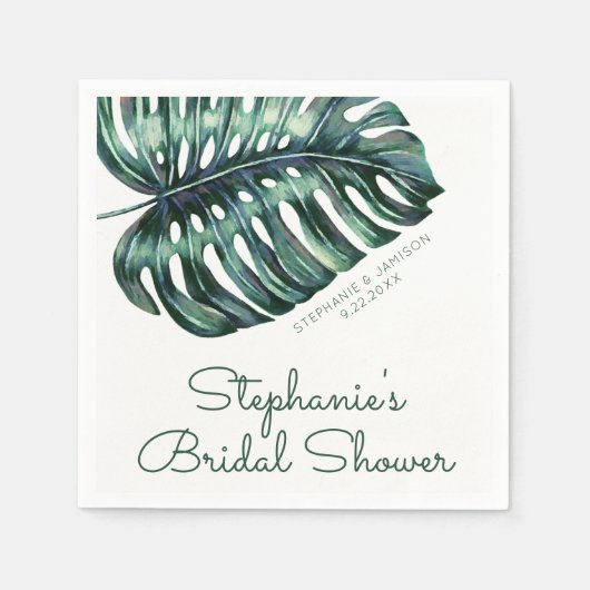 Lush Tropisch Monstera Blad groen Servet (Voorkant)