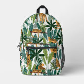 Lush Tropische bladeren en tijgers patroon Bedrukte Rugzak (Voorkant)