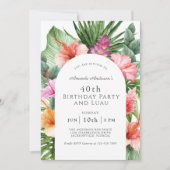 Lush Tropische Bloemen 40e Verjaardagsfeest en Lua Kaart (Voorkant)