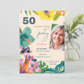 Lush Tropische Luau Bloemen Zomer Verjaardagsfeest Kaart (Staand voorkant)