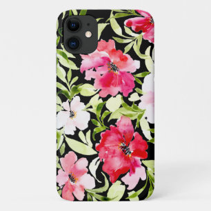 Lush tropische rode roze bloemen bladeren Case-Mate iPhone case