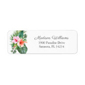 Lush Tropische Waterverf Floral Etiket (Voorkant)