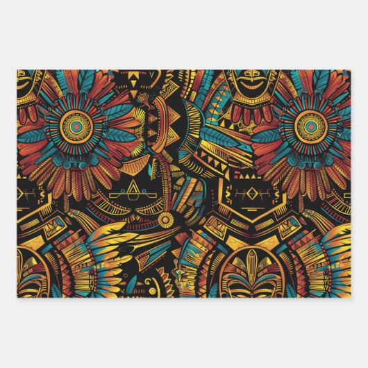 Lush Turquoise "Aztec Dream" Elegant Wrapping Pape Inpakpapier Vel (Voorkant 2)