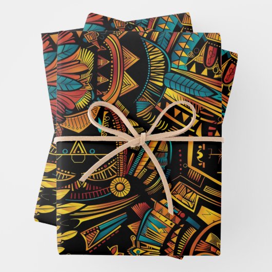 Lush Turquoise "Aztec Dream" Elegant Wrapping Pape Inpakpapier Vel (In situ)