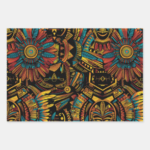 Lush Turquoise "Aztec Dream" Elegant Wrapping Pape Inpakpapier Vel