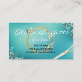 Lush Turquoise Greenery floral Roos Gold Visitekaartje (Achterkant)