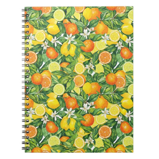 Lush Watercolor Citrus Fruit Spiral Photo Notebook Notitieboek (Voorkant)
