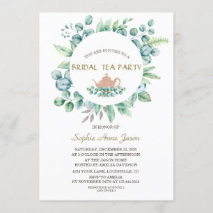 Lush Waterverf Eucalyptus Bridal Tea Party Kaart