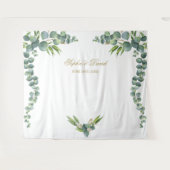 Lush Waterverf Eucalyptus Weddenschap Foto Booth Wandkleed (Voorkant (horizontaal))