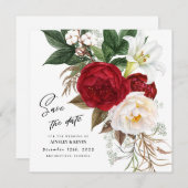 Lush Waterverf Floral Bouquet Monogram Wedding Save The Date (Voorkant / Achterkant)