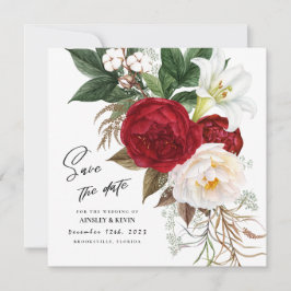 Lush Waterverf Floral Bouquet Monogram Wedding Save The Date